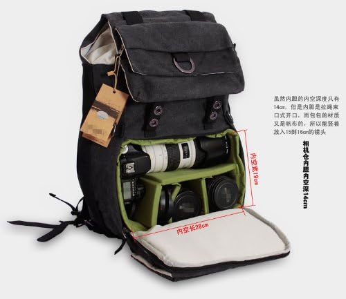 Red Mall Canvas DSLR SLR Camera Photograph Shoulder Bags Backpack Rucksack Bag With Waterproof Cover For Nikon Canon Sony Olympus Fuji Black c003-2