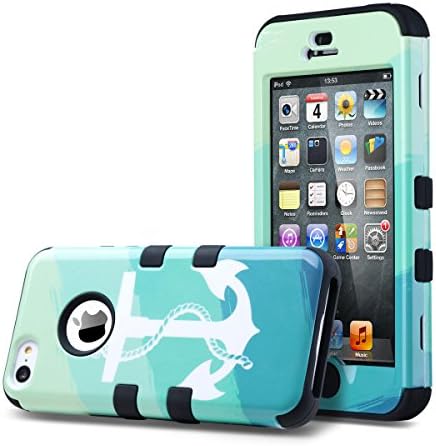 iPhone 5C Case, ULAK 3in1 Anti Scratches IPhone 5C Case Hybrid with Soft Flexible Inner Silicone Skin Protective Case Cover for Apple iPhone 5C Ocean Anchor + Black