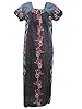 Womens House Dress Blue Printed Cotton Long Caftan Maxi Lounger Large