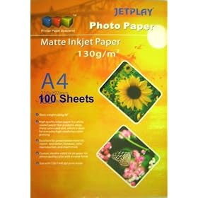 A4 MATT INKJET PHOTO 130 gsm PAPER 100 Sheets Compatible with all Inkjet Printers
