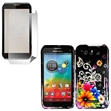 iFase Brand Motorola Photon Q XT897 Cell Phone Chromatic Flower Protective Case Faceplate Cover + LCD Screen Protector for Motorola Photon Q XT897