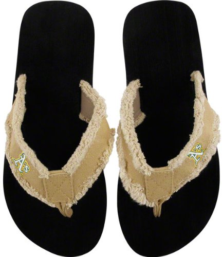 Oakland Athletics Unisex Khaki Frayed Flip Flops (7/8)