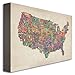 Trademark Fine Art Michael Tompsett Canvas Artwork, US Cities Text Map VI, 22 by 32-Inch
