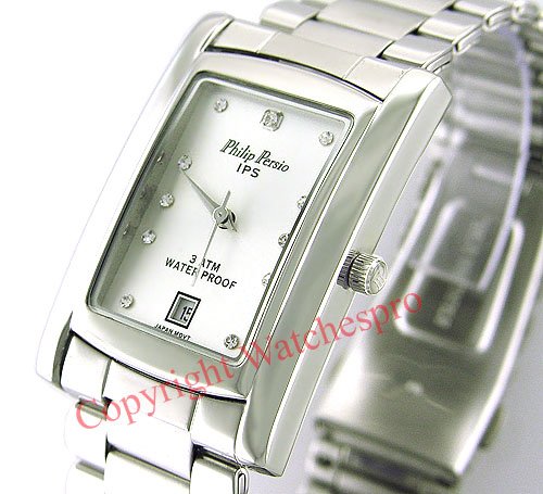 Click here for New Philip Persio Square Crystals Men Date Sport W... prices