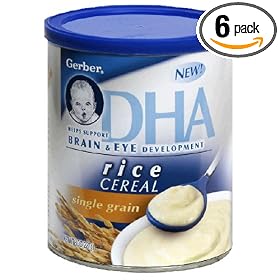 Gerber Infant Cereal with DHA, Rice, 8-Ounce Canisters (Pack of 6)