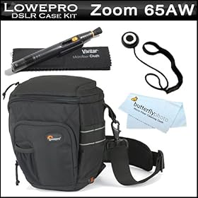Lowepro Toploader Zoom 65 AW Kit for Sony DSLR Camera Alpha A560 A580 A33 A35 A55 (14mm f/2.8, 50mm f/1.8) includes Lens Cleaning Pen + Lens Cap Keeper + BONUS ButteflyPhoto MicroFiber Cleaning Cloth