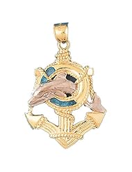 CleverEves 14K Gold Pendant Two Tone Anchor and Dolphin 9.6 - Gram(s)