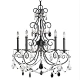 Progress Lighting P4616-131 / P8729-01 Midnight Waltz Five Light Candle Chandelier in Black Lacquer