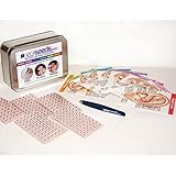 Ear Seed Reference Kit with 8 Condition Specific Ear Charts with 600 vaccaria ear seeds and a stainless steel tweezer. Ear charts for weight loss, Back pain, Headaches, Smoking Cessation, Anxiety, Insomnia, Stress, and Depression.