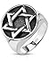 Stainless Steel Star of David Medallion Wide Cast Ring, Width 19MM - Crazy2Shop