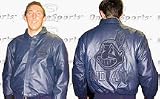 Cleveland Indians Navy on Navy Plonge Leather Jacket Non-Reversible With Leather Logos From J. H. De