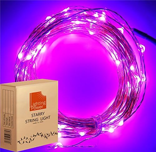33ft Copper Wire LED Starry Lights, 12 V Dc LED String Light, Includes Power Adapter, with 100 Individual Leds By Lightpower(tm)-purple