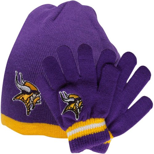 Reebok MInnesota Vikings Cuffless Knit Hat & Glove Set Toddler