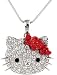 Large Kitty Face Crystal Pendant with Red Hearts Crystal Bow Necklace - FREE SHIPPING