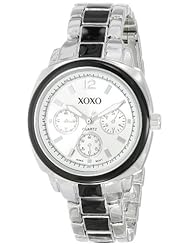 XOXO Womens XO112 Silver Dial Silver-tone and Black Enamel Bracelet Watch