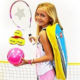 Le Petit Tennis - 17 and 19 in Junior TENNIS TO GO Kit PINK - Includes 1 Tennis Backpack thermo bag, 1 Racquet/racket, 3 Quick Start stage 3 Tennis Balls, 1 tennis net of 9ft and 1 inflatable My First Tennis Ball, 17 Inch Racket (Ages 2 to 4 or 30 to 37 in Tall) or 19 Inch Racket (for Ages 5 or 38 to 42 in Tall)