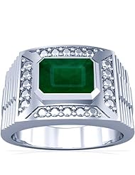 14K White Gold Emerald Cut Emerald Solitaire Ring