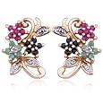 18kpl Genuine Multi Stone Flower Post Earrings