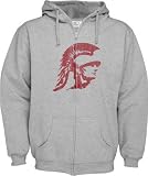 USC Trojans Grey Distressed Mascot Full Zip Hooded Sweatshirt