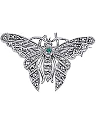 Sterling Silver Brooches Butterfly Emerald CZ Brooche