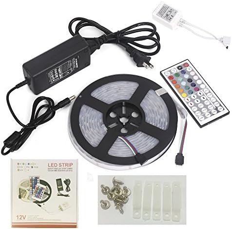 5-Meter Waterproof Flexible SMD5050 300 LEDs Light Strip Kit with 44 Key Remote and 12V 5A Power Supply (300 LED 44 keys waterproof)