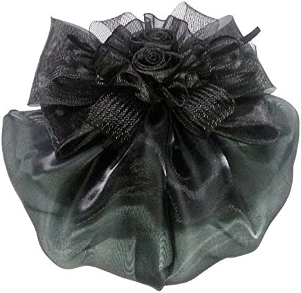 Hair Womens Lady Barrette Hair Clip Snood Bun Net Accessory Flower Black Bow