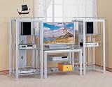 Silver Finish Metal & Glass TV Stand Entertainment Center