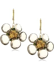 Eva Hanusova "Gold Leaf" Large Smoky Quartz Flower Earrings