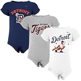 Nike Detroit Tigers Infant Navy Blue, White & Ash 3-pack Romper Set