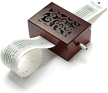 DIY 15 Tones Retro Wooden Hand Crank Music Box with Paper Tapes