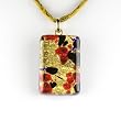 Handmade Murano Glass Pendant - Rectangle S Red/Gold Style2