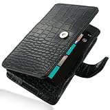 PDair Leather Case for Nokia Lumia 800 - Book Type (Black/Crocodile Pattern)