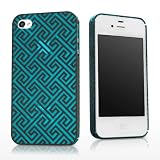 BoxWave Zendi iPhone 4 Case - Bold and Colorful Slim-Fit Hard Shell Case with Greek Key Pattern Design - iPhone 4S / 4 Cases and Covers (Teal)
