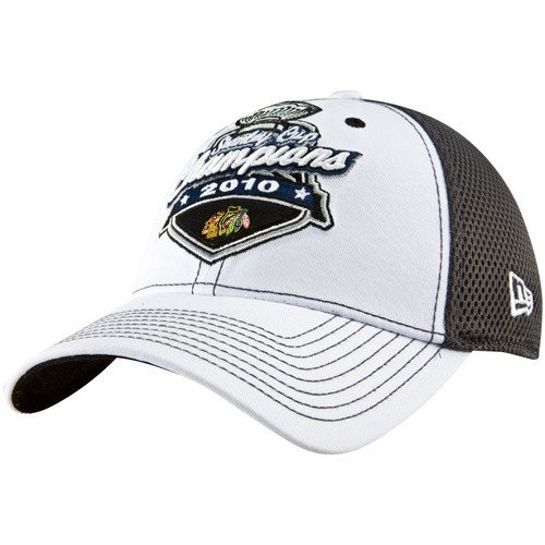 New Era Chicago Blackhawks Black-White 2010 NHL Stanley Cup Champions Official Locker Room Flex Fit Hat