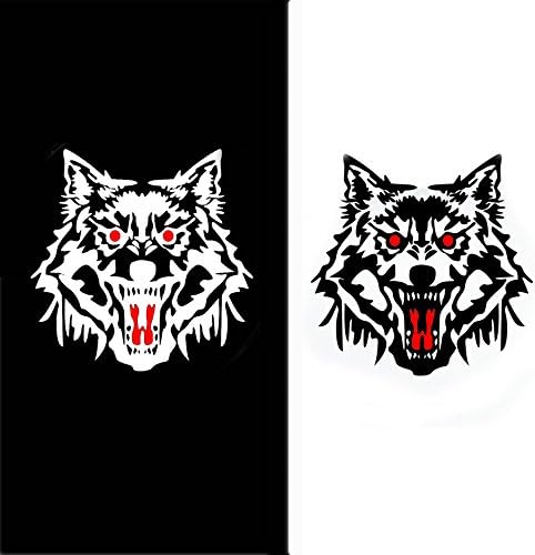 Reflective Wolf Head Decal Sticker Package (2 Pieces Included, 11.42-inch X 11.42-inch Each One) for Car Motorcycle Window Wall Laptop