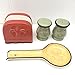 ACK Tuscany Colorful Hand Painted Fleur De Lis, 4 pc Stove Top Set, Napkin Holder, Salt and Pepper Shaker Set and Spoon Rest for Kitchen Décor