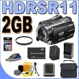 Sony HDR-SR11 60GB Hard Drive HD Camcorder with 12x Optical Zoom PLUS 2GB PRO Duo Memory Stick - Extra Rechargeable Battery - UV Filter - Quick External Charger - HDRSR11 BigVALUEInc Accessory Saver Bundle + MORE