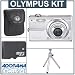 Olympus FE-370 Super-Slim Digital Camera Kit, Silver with 1 GB Mirco SD Memory Card, Camera Bag. Table Top Tripod