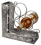 Exclusive By Old Dutch 9.75 x 4.75 x 10.75 Antique Embossed Pewter 3 Bottle Wine Rack Bookend