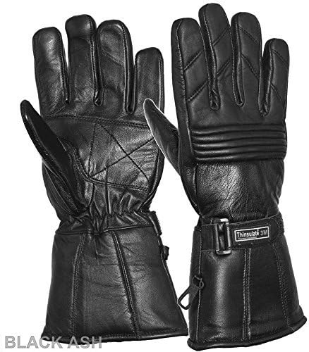 Black Ash Motorcycle Riding All Purpose Leather Winter Gloves X-Large