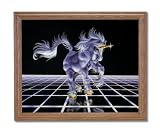 Unicorn The Grid Magical Kids Room Fantasy Home Decor Wall Picture Oak Framed Art Print