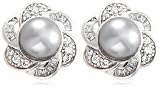 Cubic Zirconia and Glass Pearl Floral Earrings by Margot Townsend