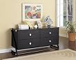Z-Bedroom 4-Drawer Dresser - Textured Black with Silver Trim & Pulls, & Hi-Sheen Poly Black Top By Powell Furniture