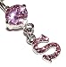 Pierced & Modified Body Jewellery Navel Bars Pink Crystal Initial Dangle Belly Bar S