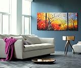 Modern Abstract Canvas Art Stretched - Autumn Sky