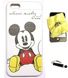 BUKIT CELL Disney Mickey Mouse Flexible TPU SKIN Protector Case Cover (Classic Mickey) for Apple iPhone 5 / 5G (Fits any carrier) + Bukit Cell Trademark Lint Cleaning Cloth + Metallic Detachable Touch Screen STYLUS PEN with Anti Dust Plug