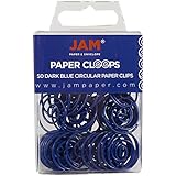 JAM Paper&reg; Papercloops - Round Circular Paperclips - Dark Blue / Navy - 50 Clips per Pack