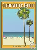 Clearwater Beach Florida-Art Deco Style Vintage Travel Poster-by Aurelio Grisanty