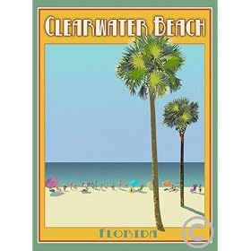 Clearwater Beach Florida-Art Deco Style Vintage Travel Poster-by Aurelio Grisanty