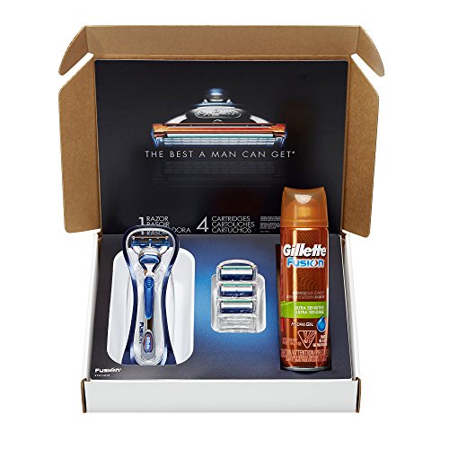 Gillette Fusion Bundle With 4 Fusion Razor Blades Refills, + 1 Fusion Razor Handle, + Fusion HydraGel Shave Gel 7oz, 1 kit